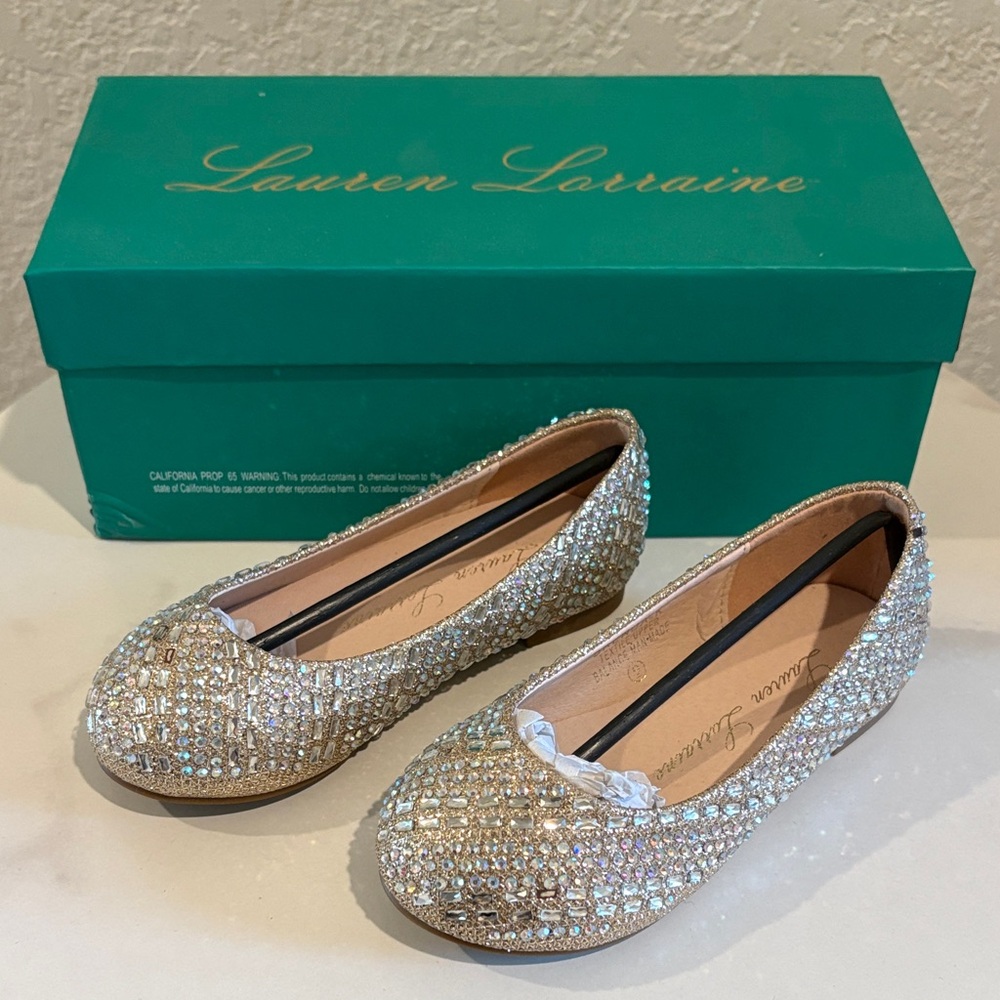 NWT Lauren Lorraine Size 9 Glittering Gold Kids Dress Shoes